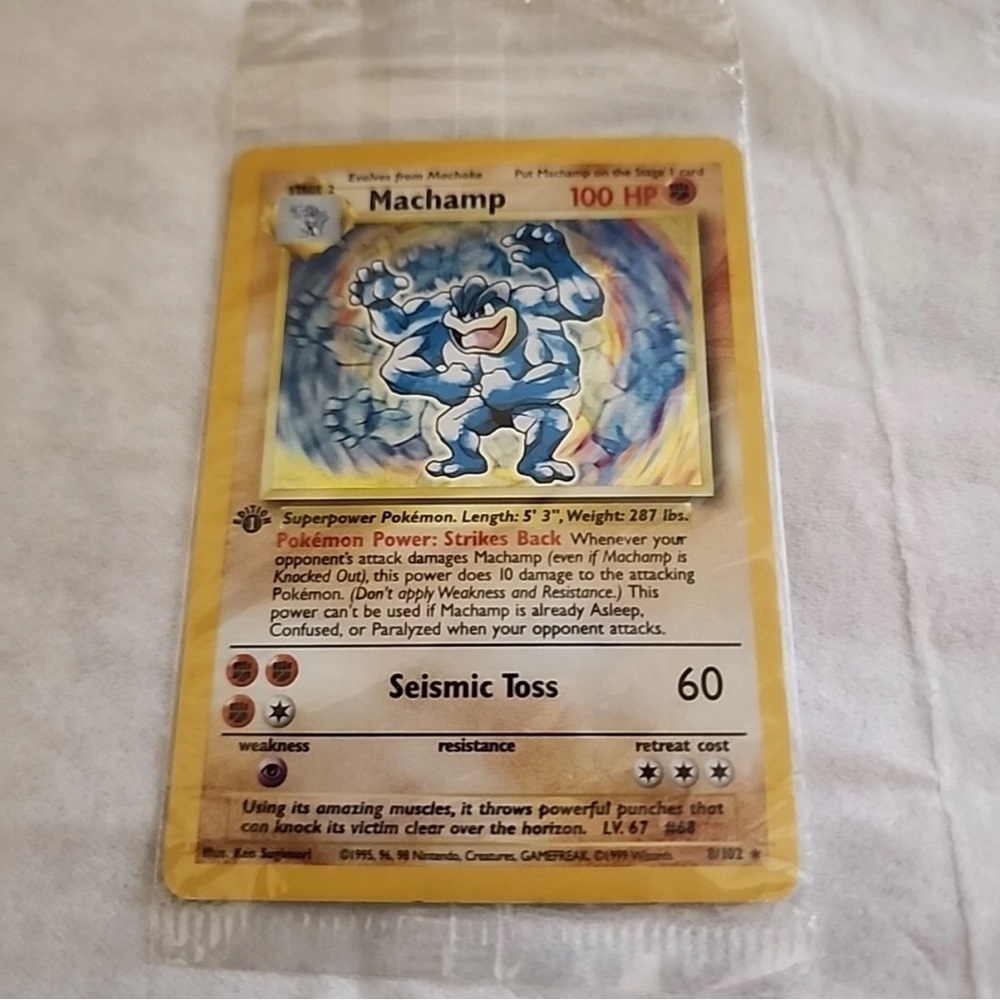 Pokemon Machamp Card - Blue and Yellow